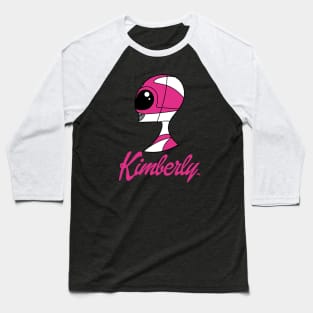 Kimberly Pink Ranger Female Superhero Logo Parody Baseball T-Shirt